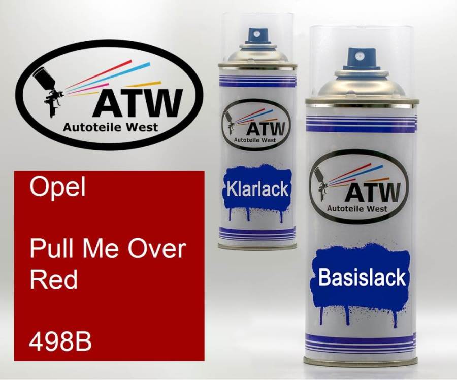 Opel, Pull Me Over Red, 498B: 400ml Sprühdose + 400ml Klarlack - Set, von ATW Autoteile West.